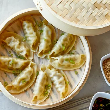 Shrimp and Pork Dumplings (Siu Mai) with Soy Sesame Dipping Sauce
